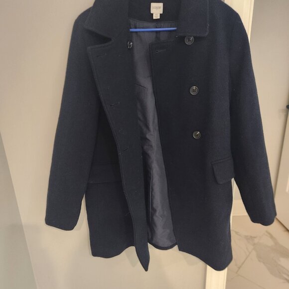 J. Crew Factory women's double breast navy blue wool coat size 10 - Picture 7 of 10